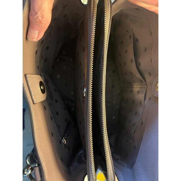 Kate Spade Jackson Taupe Brown Leather Triple Compartment Satchel Snake Embossed - Picture 12 of 12